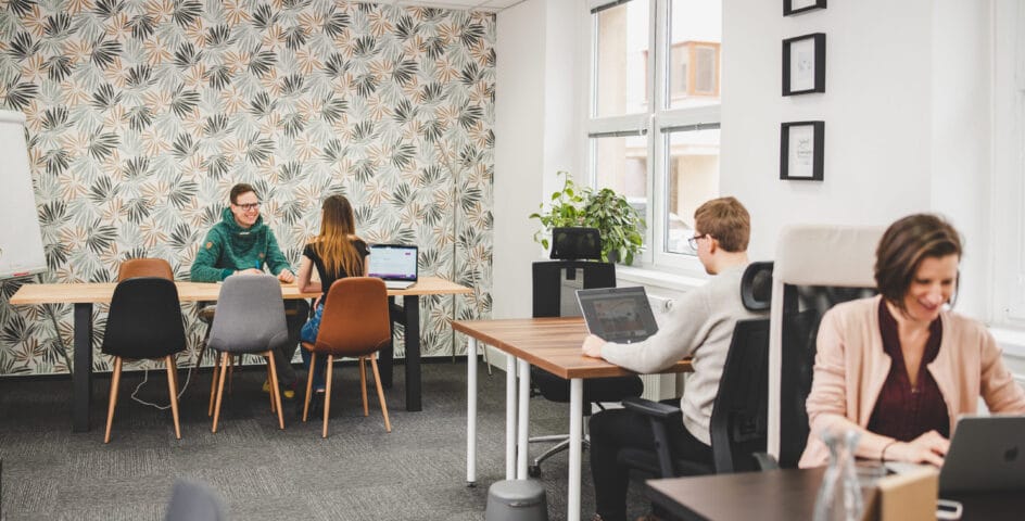 Záběr na coworking Pracovna R51 v Riegrově 51 s lidmi