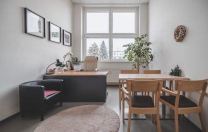 Kancelář s pracovním místem a posezením pro návštěvy v Riegrově 51